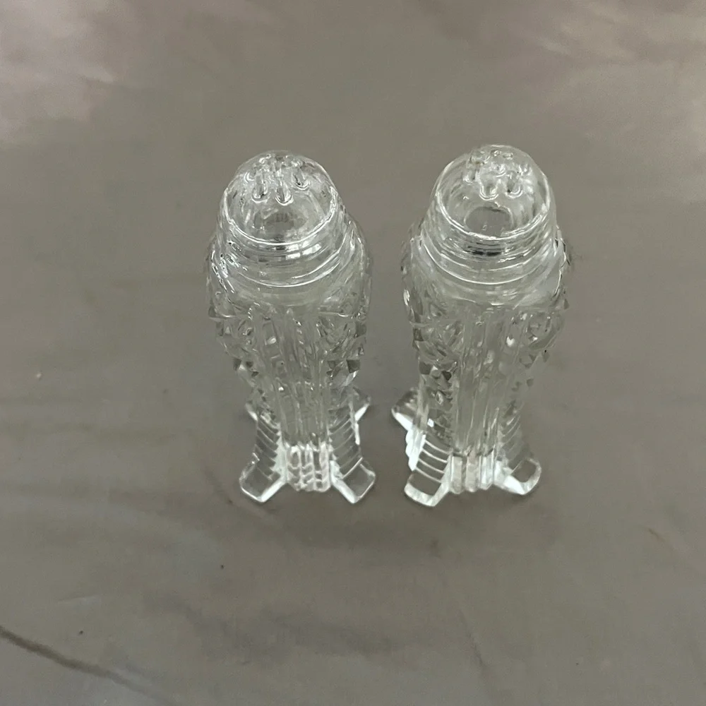 VTG Art Deco Style Bohemia Glass Crystal Salt And Pepper Shaker - Picture 3 of 6